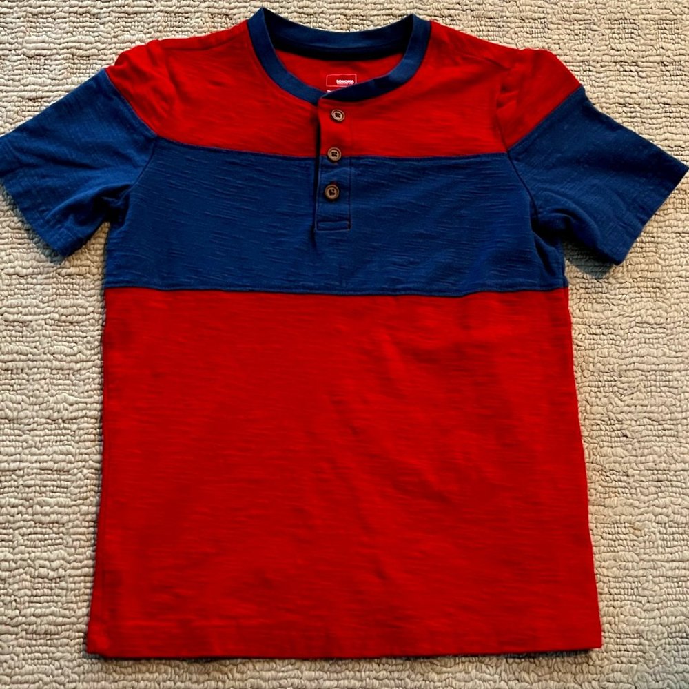 Sonoma Boys Everyday Henley - Size 7 - Red and Blue